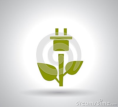 Green Plug Power Consumption on white background Vector Illustration