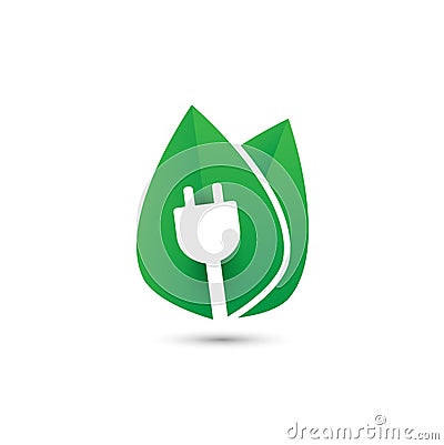 Green Plug Power. Eco energy concept icon Vector Illustration