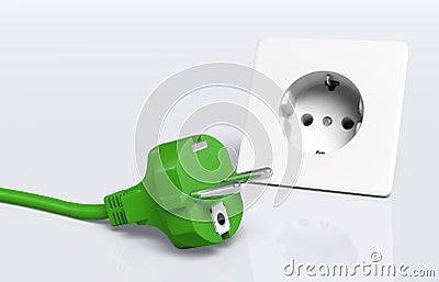 Green plug and socket Stock Photo