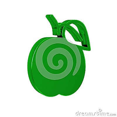 Green Plum fruit icon isolated on transparent background. Stock Photo