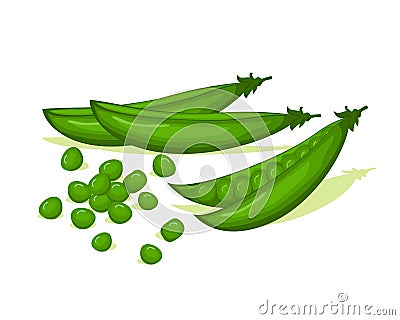 Green pods peas vector design. Vegetables organic food for healthy Vector Illustration