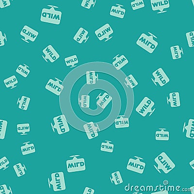 Green Pointer to wild west icon isolated seamless pattern on green background. Western signboard, message board Vector Illustration