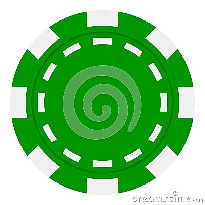 Green Poker Chip Flat Icon Isolated on White Vector Illustration