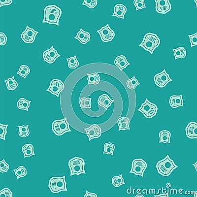 Green Police badge icon isolated seamless pattern on green background. Sheriff badge sign. Vector Illustration. Vector Illustration
