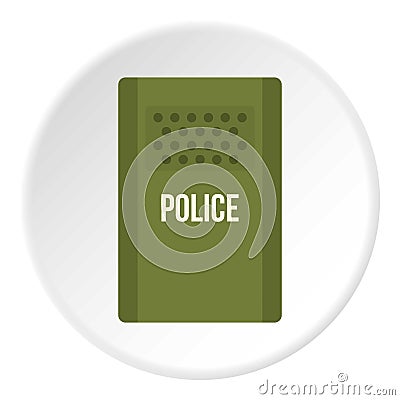 Green police riot shield icon circle Vector Illustration