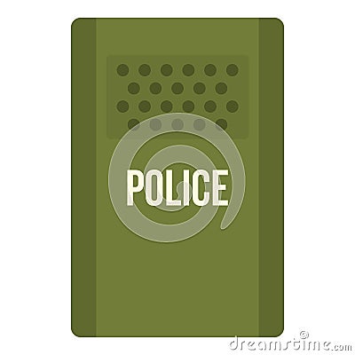 Green police riot shield icon isolated Vector Illustration