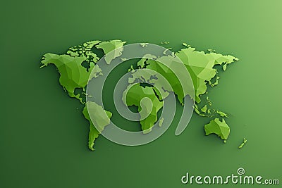 green polygon Earth map digital nature background generative ai Stock Photo