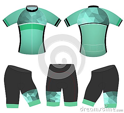 Green polygons cycling vest Vector Illustration