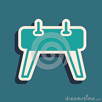 Green Pommel horse icon isolated on green background. Sports equipment for jumping and gymnastics. Long shadow style Vector Illustration