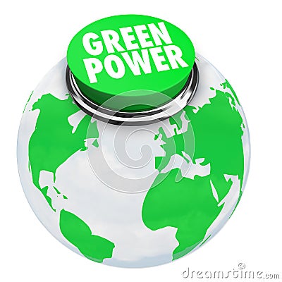 Green Power - Earth Button Stock Photo