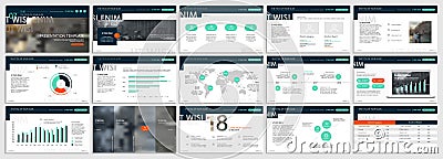 Green presentation templates elements on a white background.Vector infographics. Vector Illustration