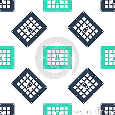 Green Prison window icon isolated seamless pattern on white background. Vector Vector Illustration