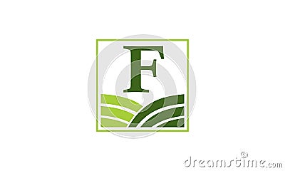 Green Project Solution Center Initial F Vector Illustration