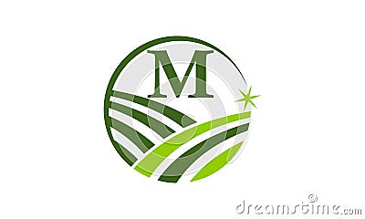 Green Project Solution Center Initial M Vector Illustration