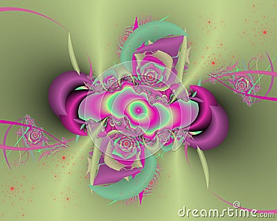 Phosphorescent purple pink fractal abstract background, flowery texture Stock Photo