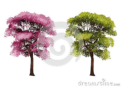 Green and purple vector tree Vector Illustration