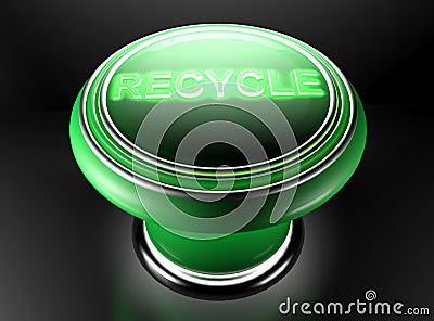 Green pushbutton for recycling - 3D rendering Stock Photo