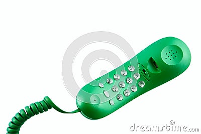 Green pushbutton telephone Stock Photo