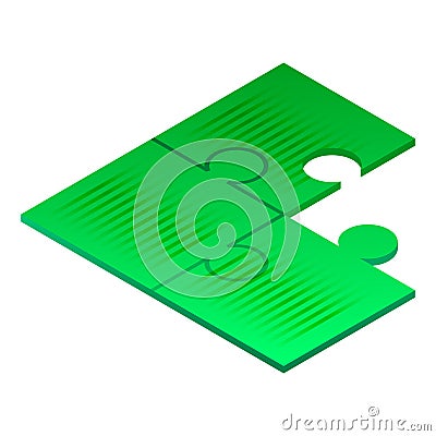 Green puzzle icon, isometric style Vector Illustration