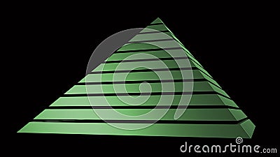 Green pyramid isolated on black. 3D rendering Stock Photo