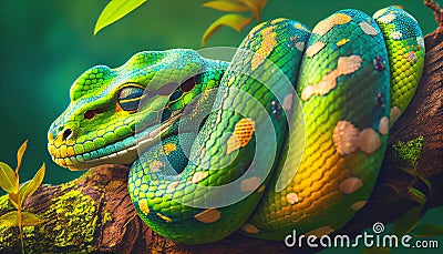 Green Python snake Stock Photo