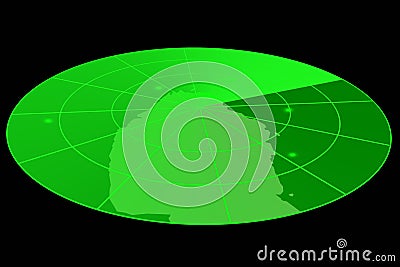 Green radar display Stock Photo