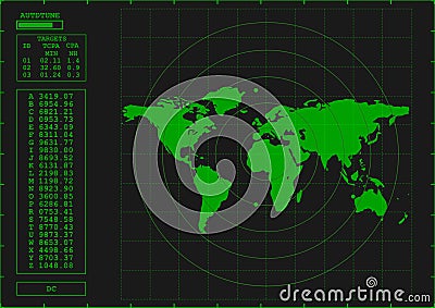 Green radar screen Vector Illustration