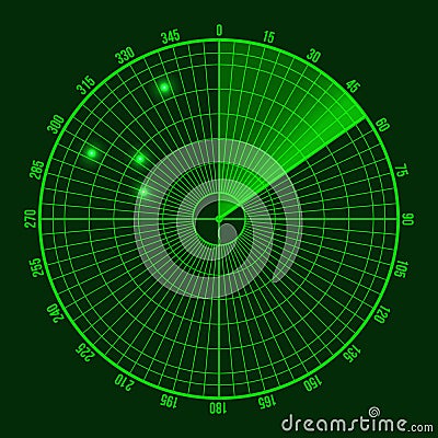 Green Radar Screen. Vector Vector Illustration