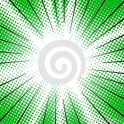 Green radial motion lines halftone for manga superhero Vector Illustration