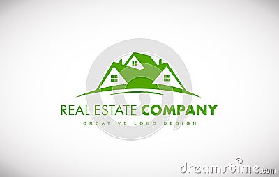 Green real estate house logo icon design Vector Illustration