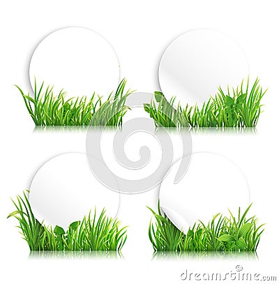 Green realistic grass banners Vector Illustration