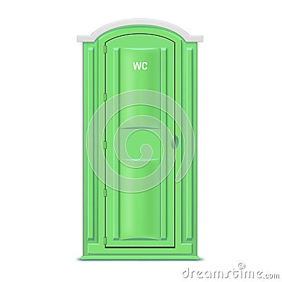 Green realistic portable dry bio toilet template vector chemical facility hygiene WC lavatory Vector Illustration