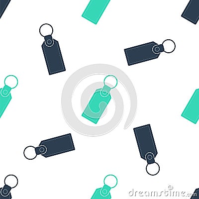 Green Rectangular key chain with ring for key icon isolated seamless pattern on white background. Vector Vector Illustration