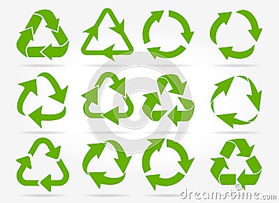 Green recycle arrow icons Vector Illustration