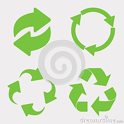 Green recycle icon set Vector Illustration