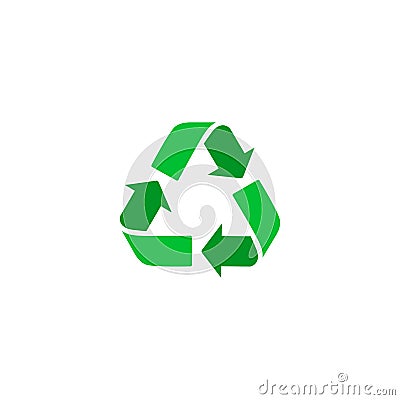Green recycle sign Vector icon. Trash symbol. Eco bio waste concept. Arrow sign isolated on white, flat design for web, Vector Illustration