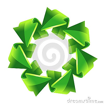 7 green recycling arrows Vector Illustration