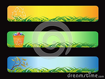 Green recycling banner Vector Illustration