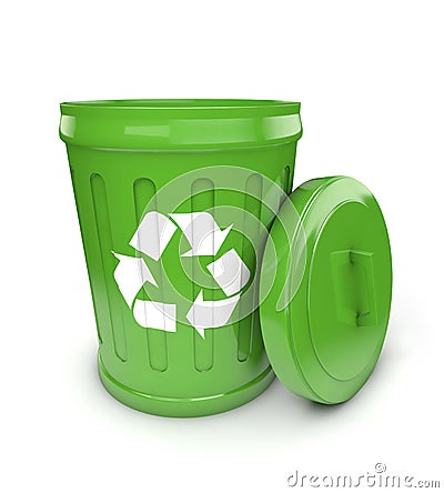 Green recycling bin Stock Photo