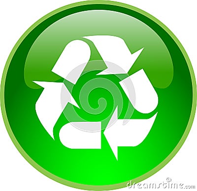 Green recycling button Stock Photo