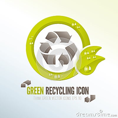 Green recycling icon for ecologic waste management Vector Illustration