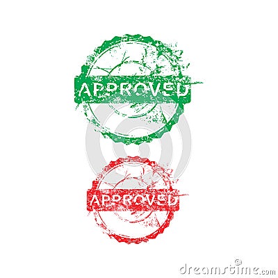 green and red approved dirty grunge circle stamp vector illustration Vector Illustration