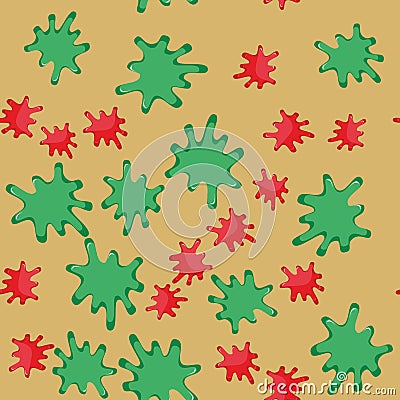 Green and red blot cartoon seamless pattern 623 Vector Illustration