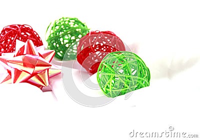 Green & red Craft Christmas ball Stock Photo