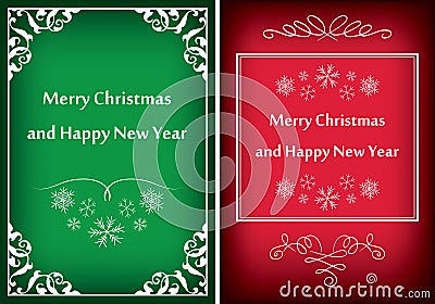 Green and red greeting cards for christmas - vector frames Vector Illustration