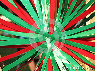 Green red ribbons abstract background Stock Photo