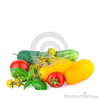 Green Red Yellow Vegetables Isolated Stock Photo