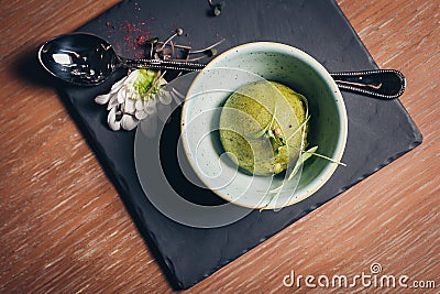 Green refreshing lime pistachio ice cream Stock Photo