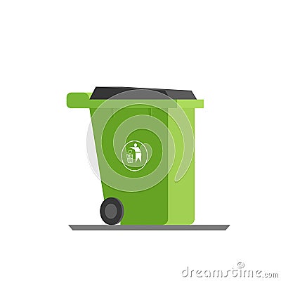 Green refuse bin Vector Illustration