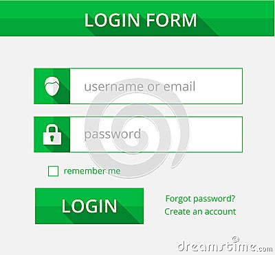 Green register form suitable for flat design, illustration Vector Illustration